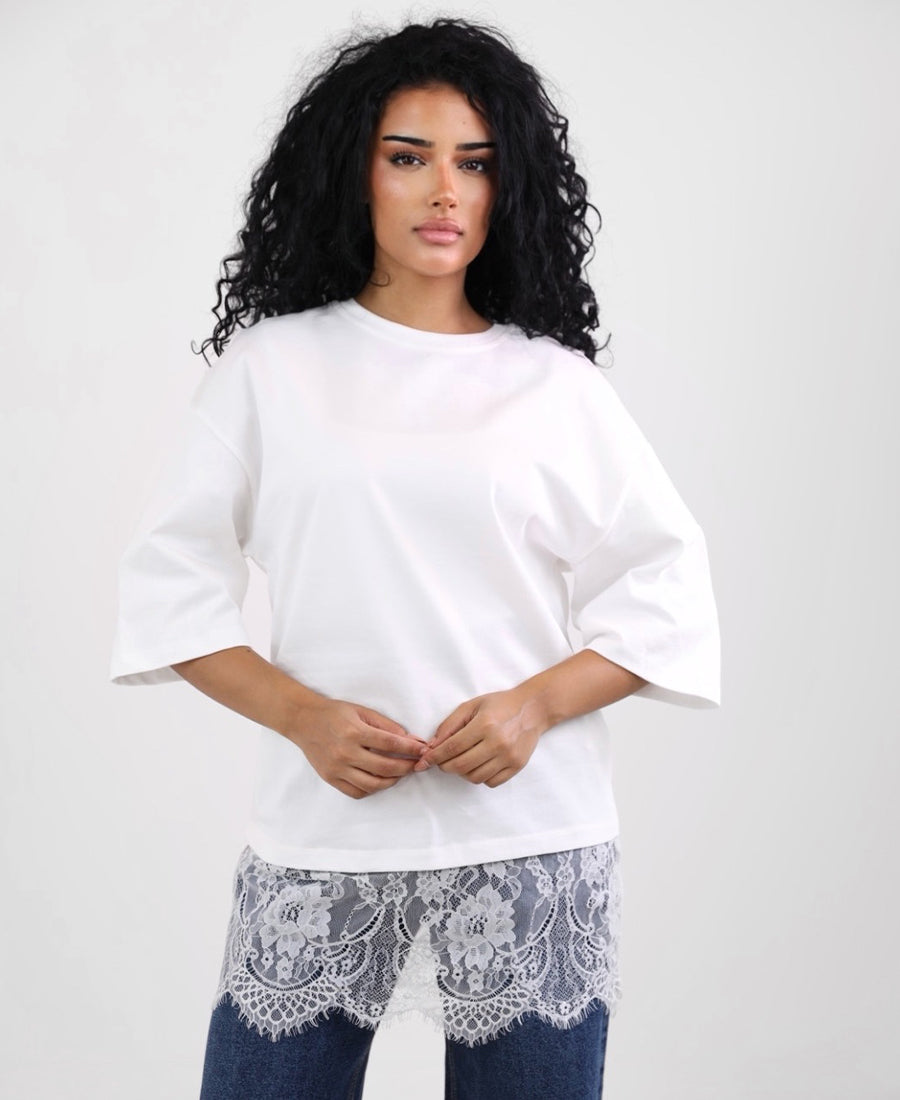 Oversize lace waist T-shirt