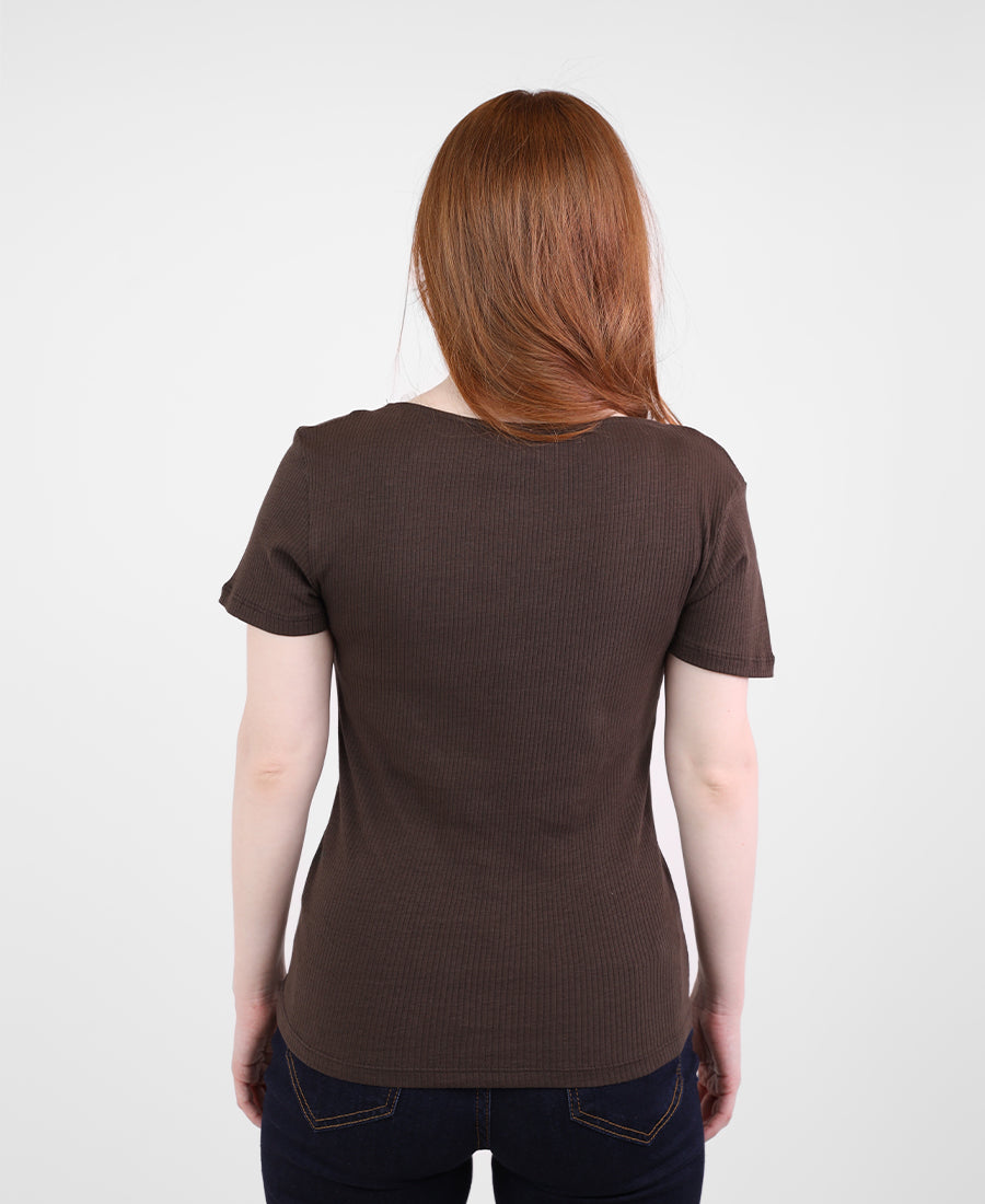 V-neck lace top with buttons