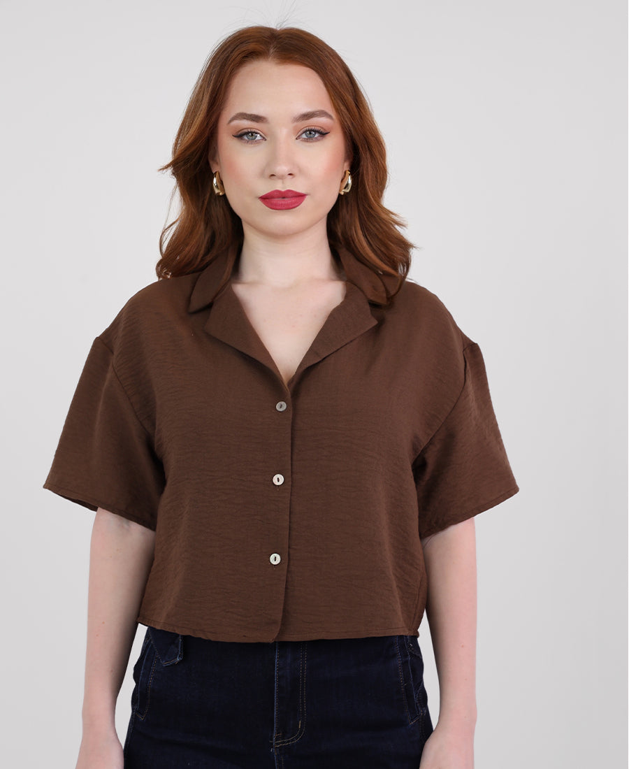Lenin cropped short-sleeved shirt