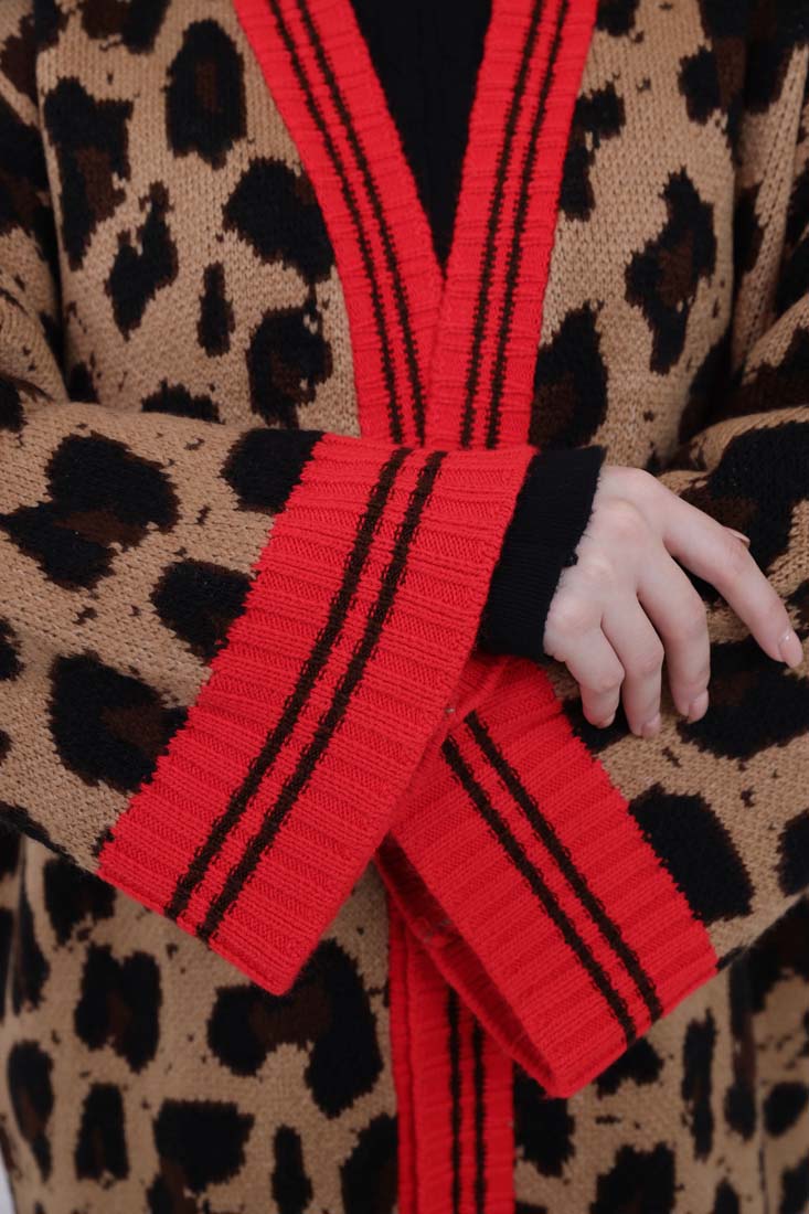 Long Throw Leopard Cardigan