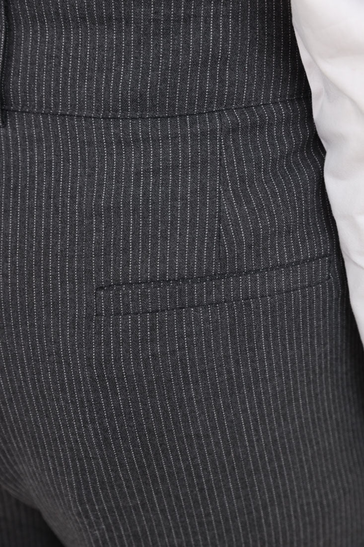 Pinstripe high-waisted, wide-leg trousers