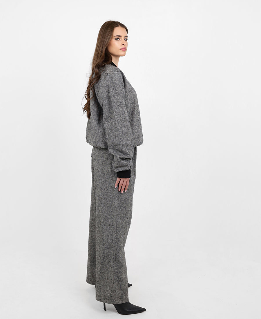 Melange straight-leg trousers