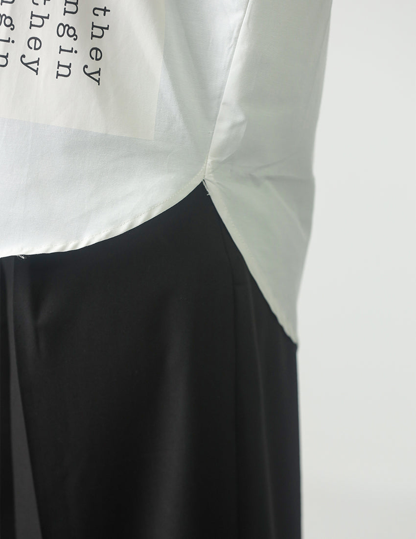 Oversized white shirt with side lettering