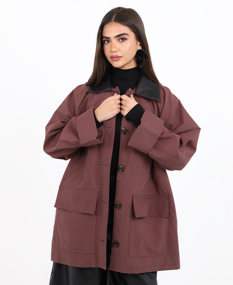 Oversized jacket with buttons
