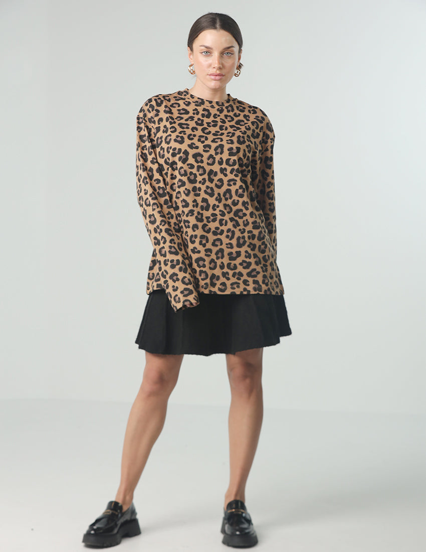 Oversized brown tiger print blouse
