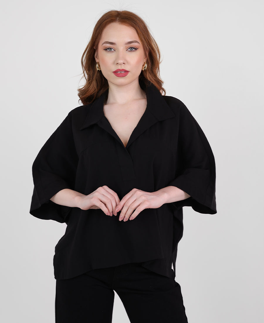 Black collared blouse