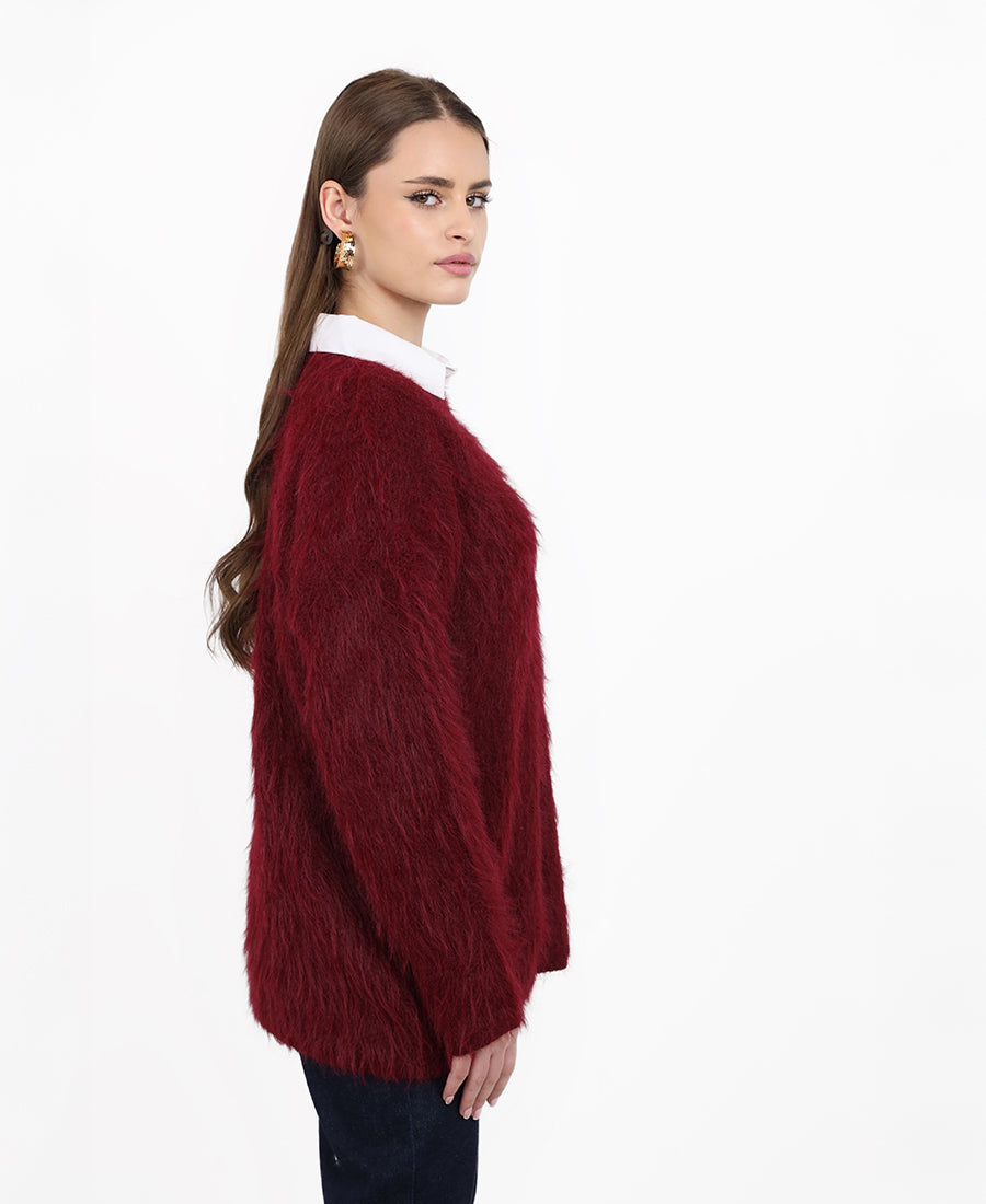 Wool round neck blouse