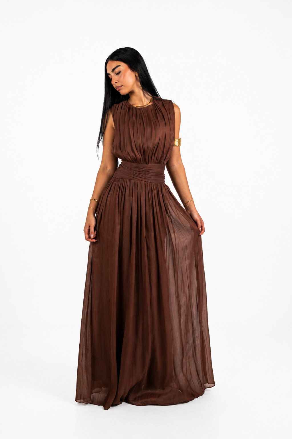 Long silk shimmer dress