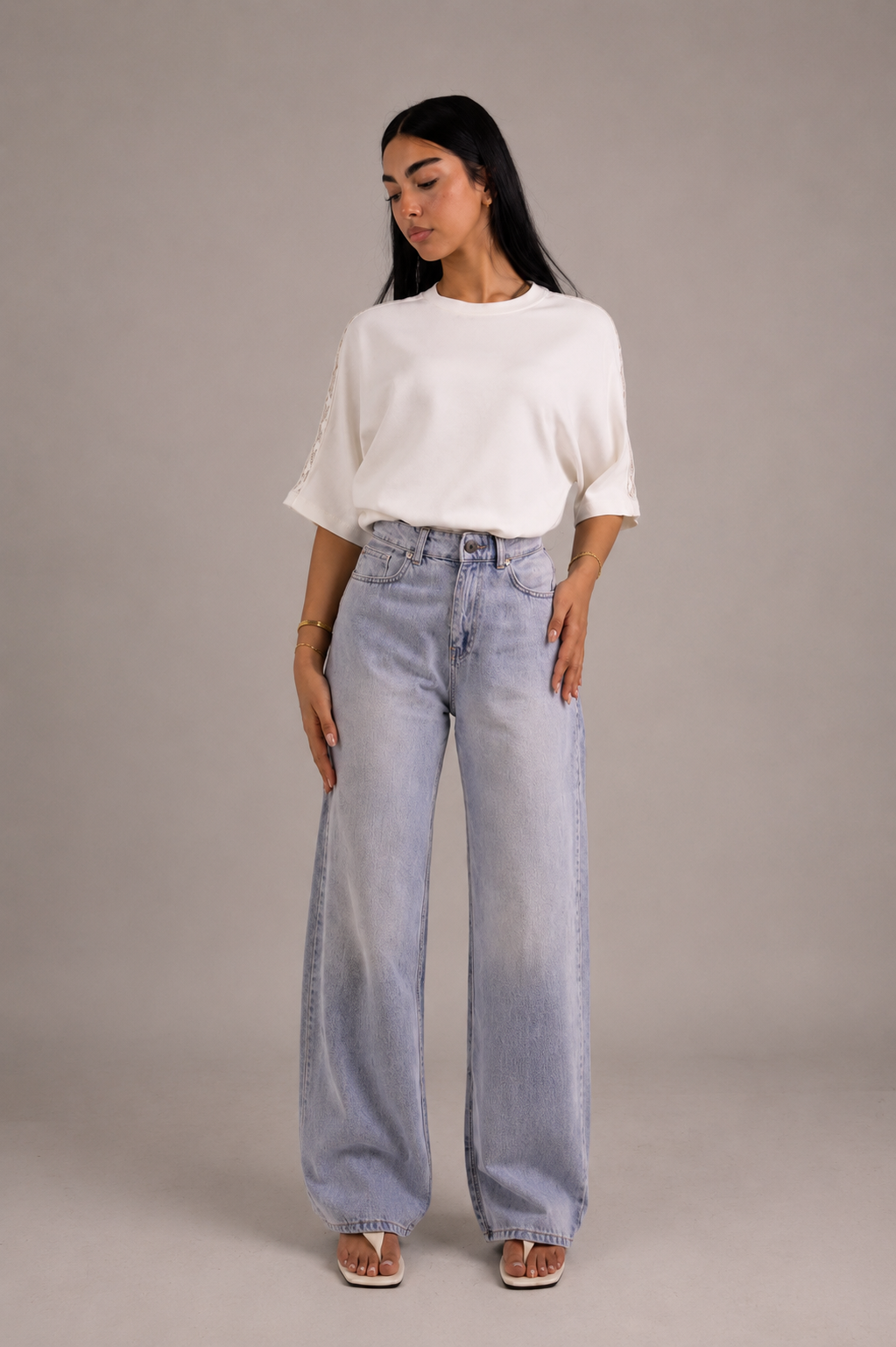 Icy blue straight-cut jeans