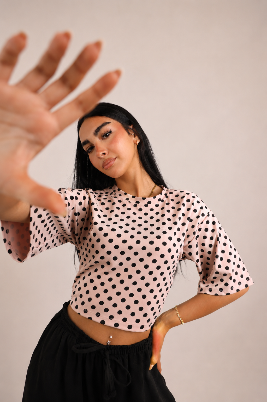 Cropped Polka Dot T-Shirt
