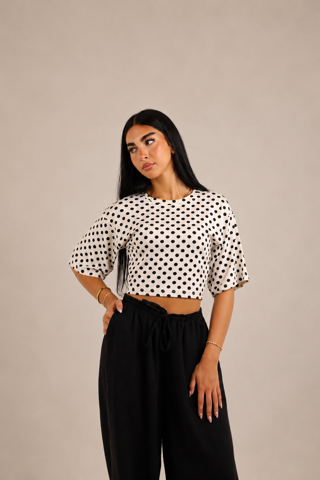 Cropped Polka Dot T-Shirt