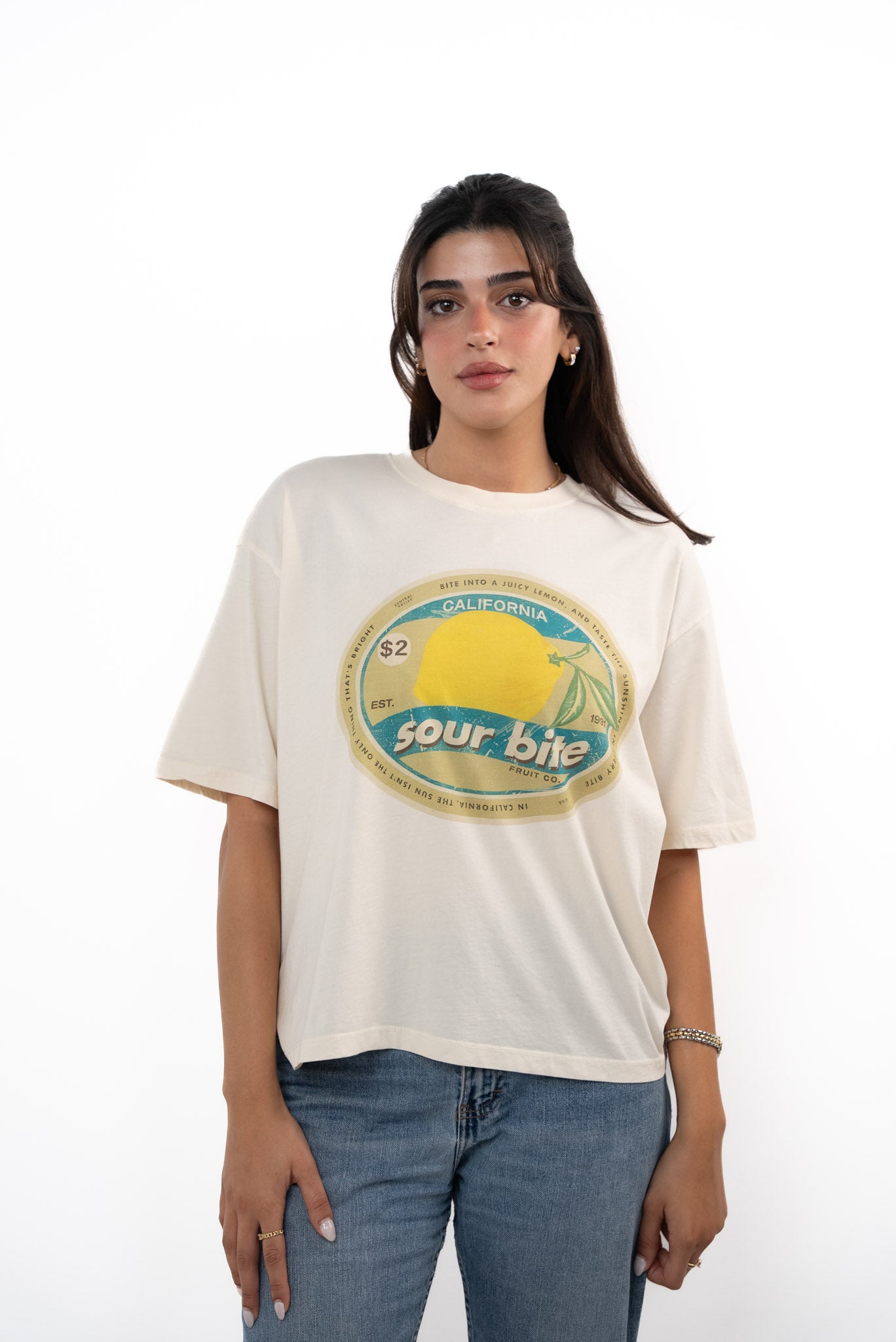 Lemon Print "sour bite"T-shirt
