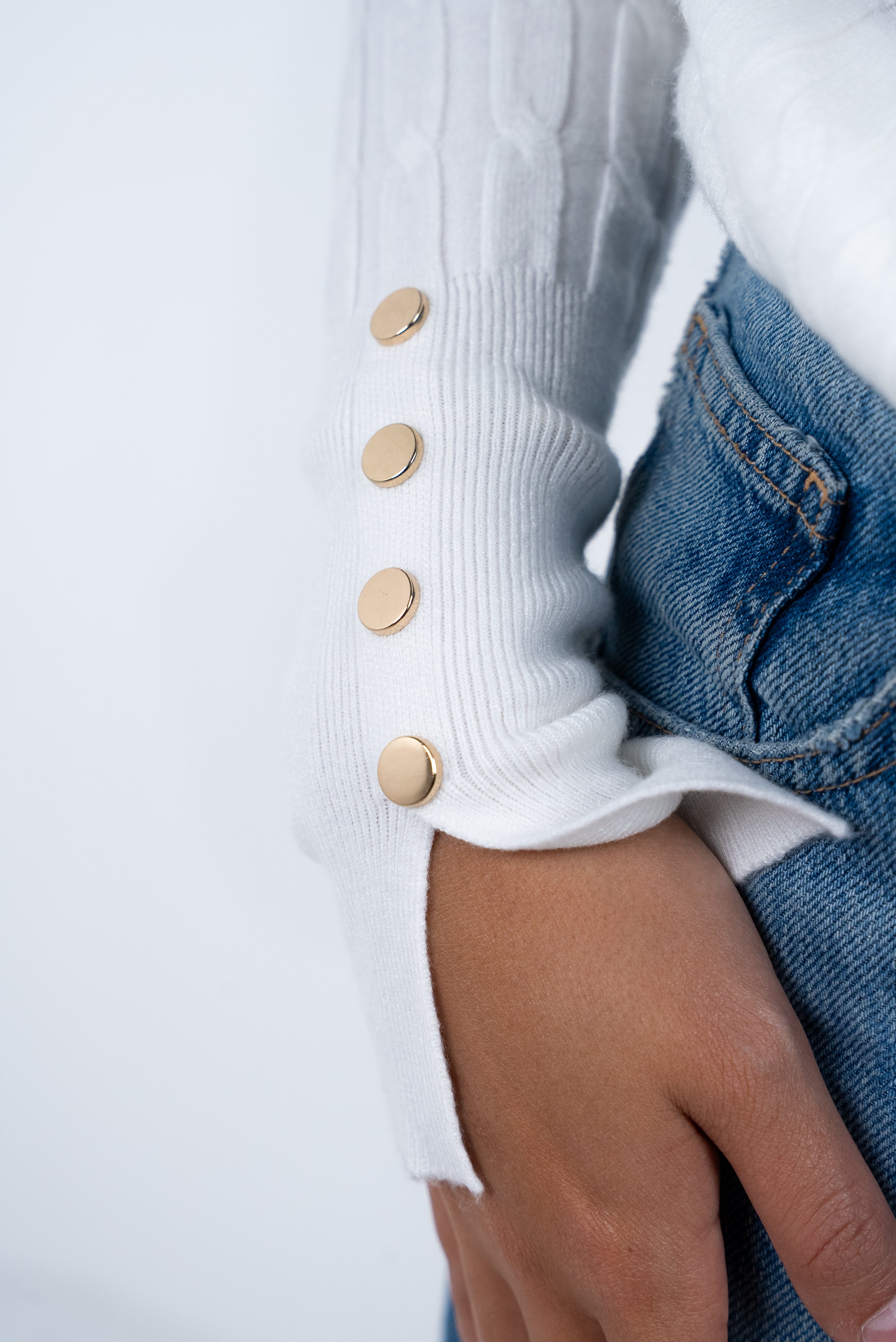Jacket with a high collar, wool, with a gold button on the sleeve