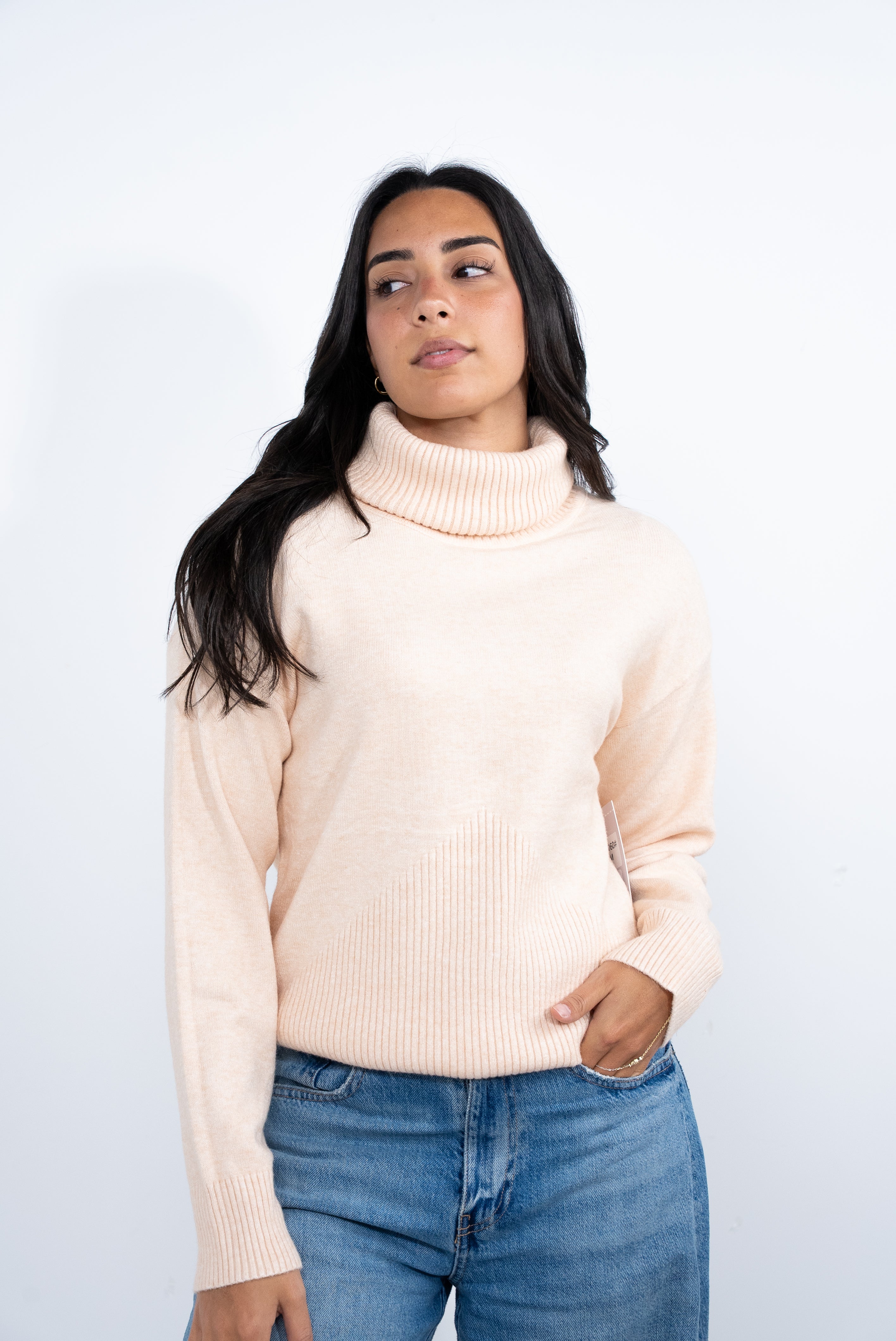 High neck wool blouse