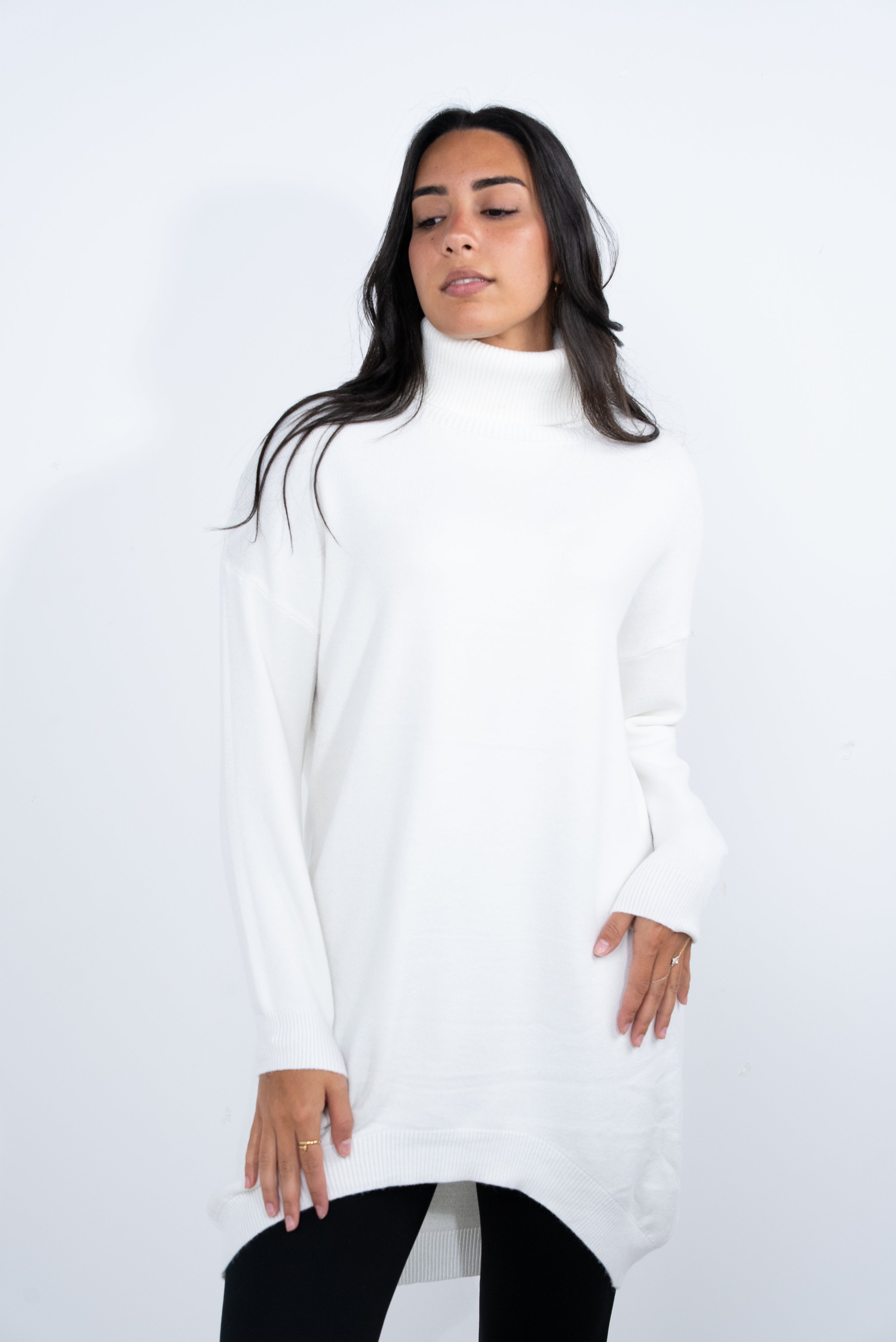 Long wool high neck blouse