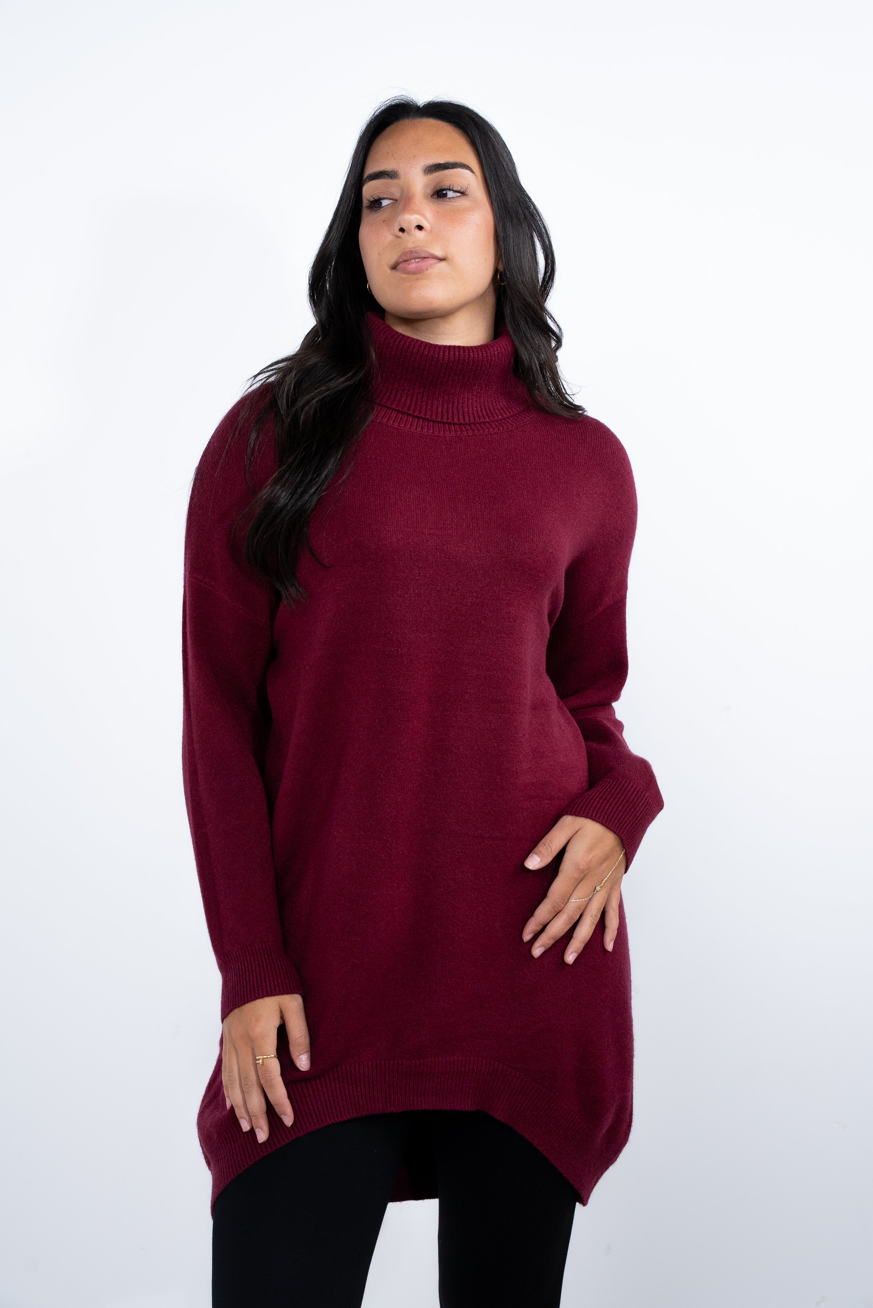 Long wool high neck blouse