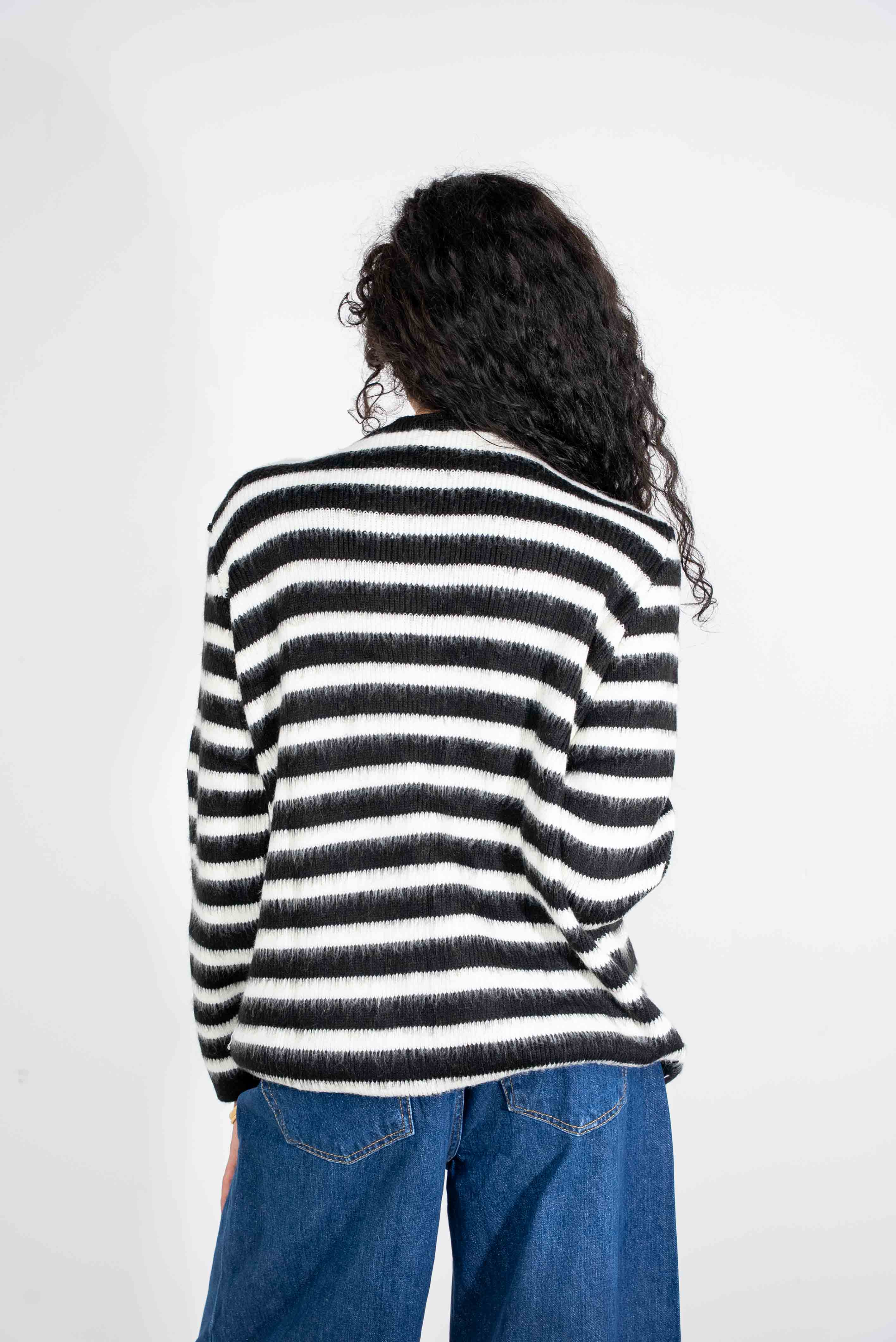 Tricot Striped Cardigan