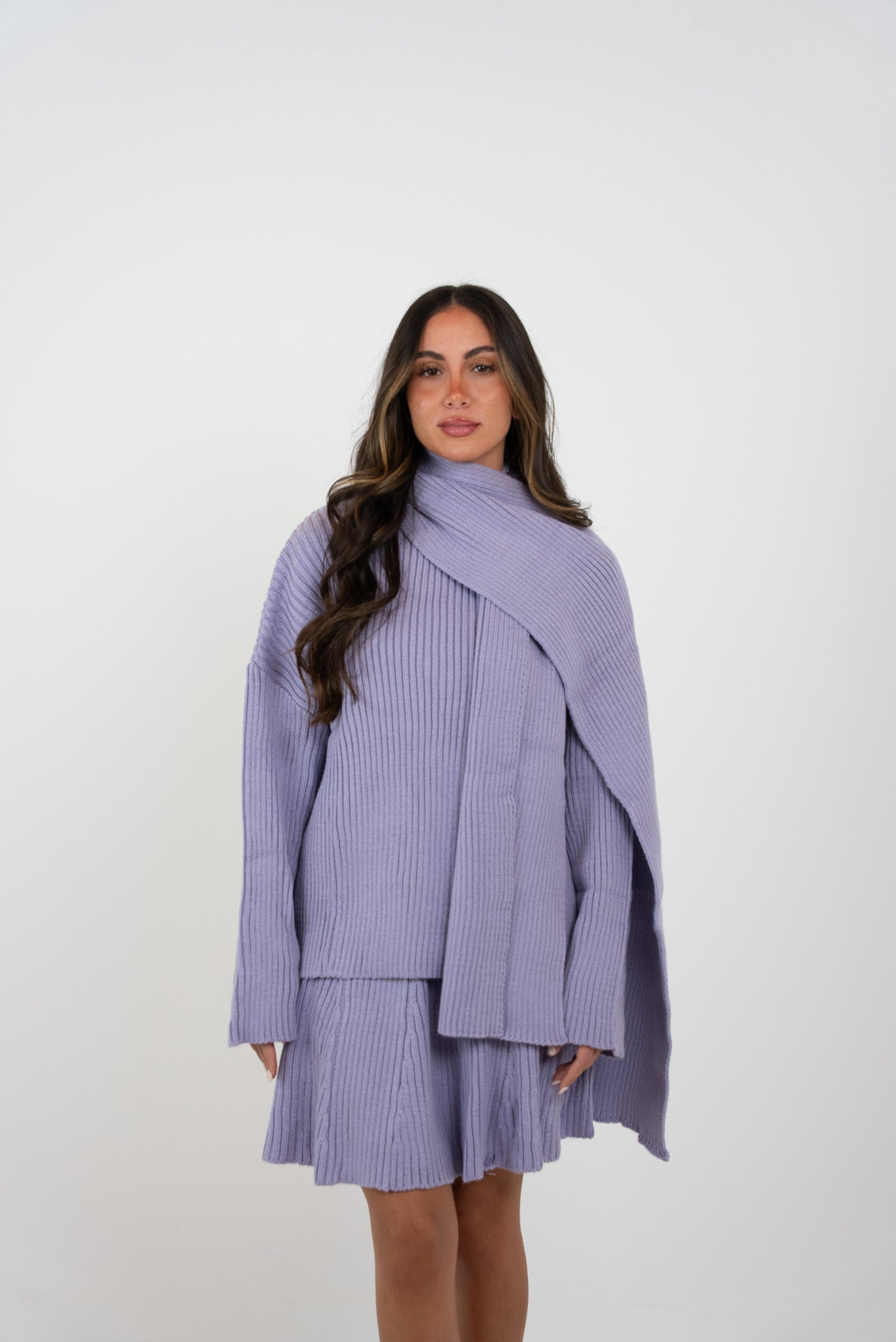 Skirt Scarf And Blouse wool set