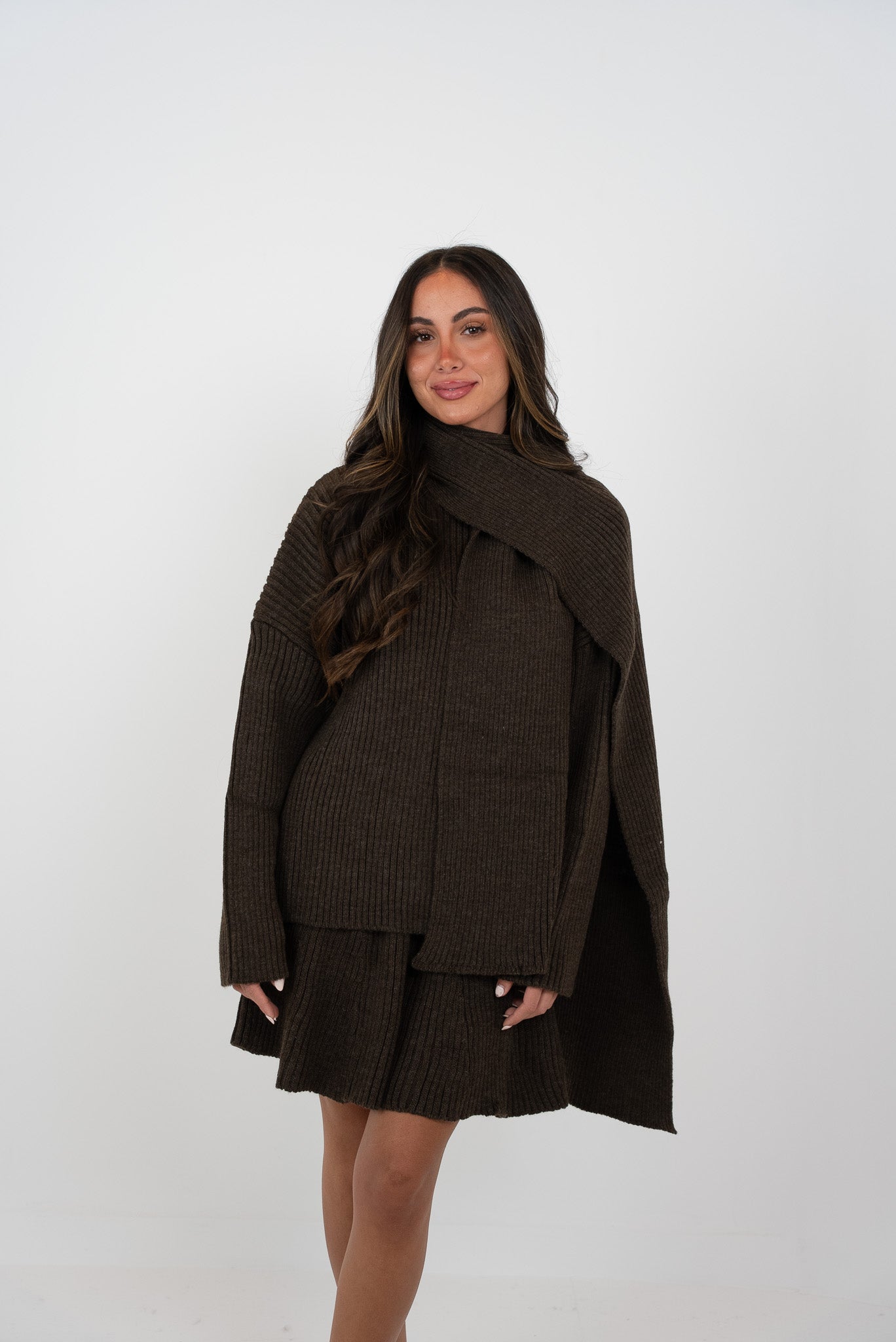 Skirt Scarf And Blouse wool set