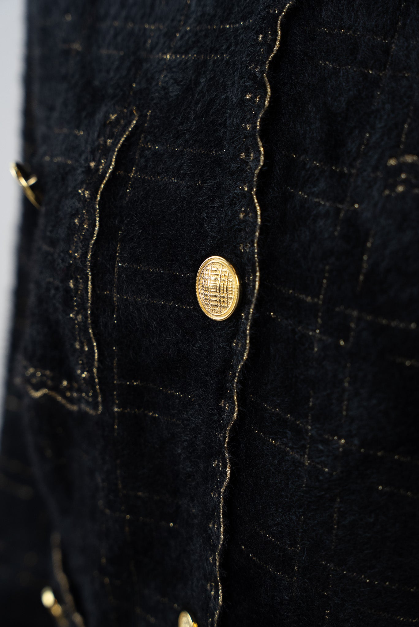 Button-down blouse with gold stripes