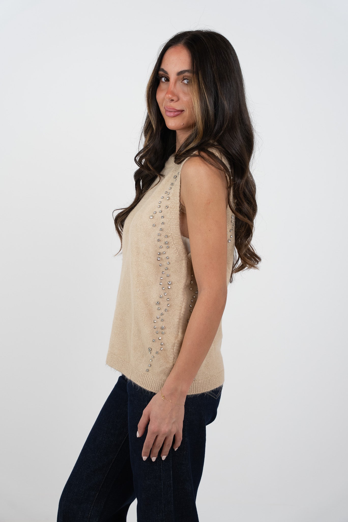 Sleeveless High Neck with strass