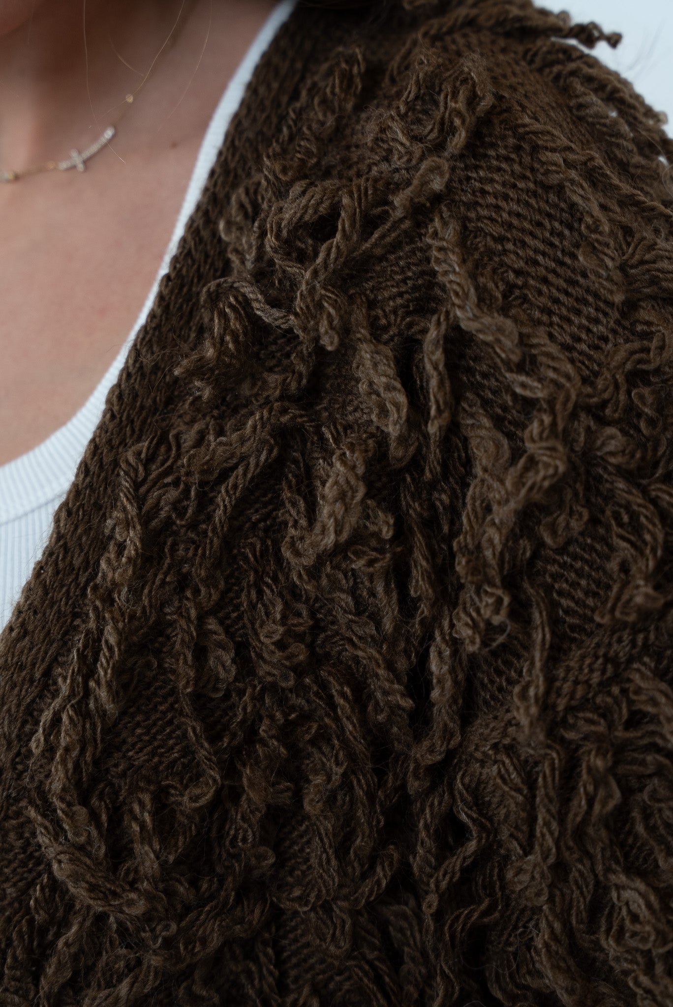 Medium open fringed cardigan