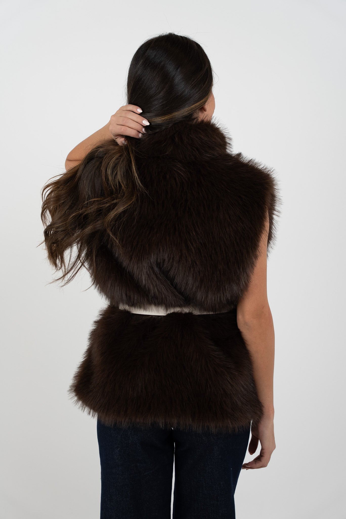 Fur vest with belt