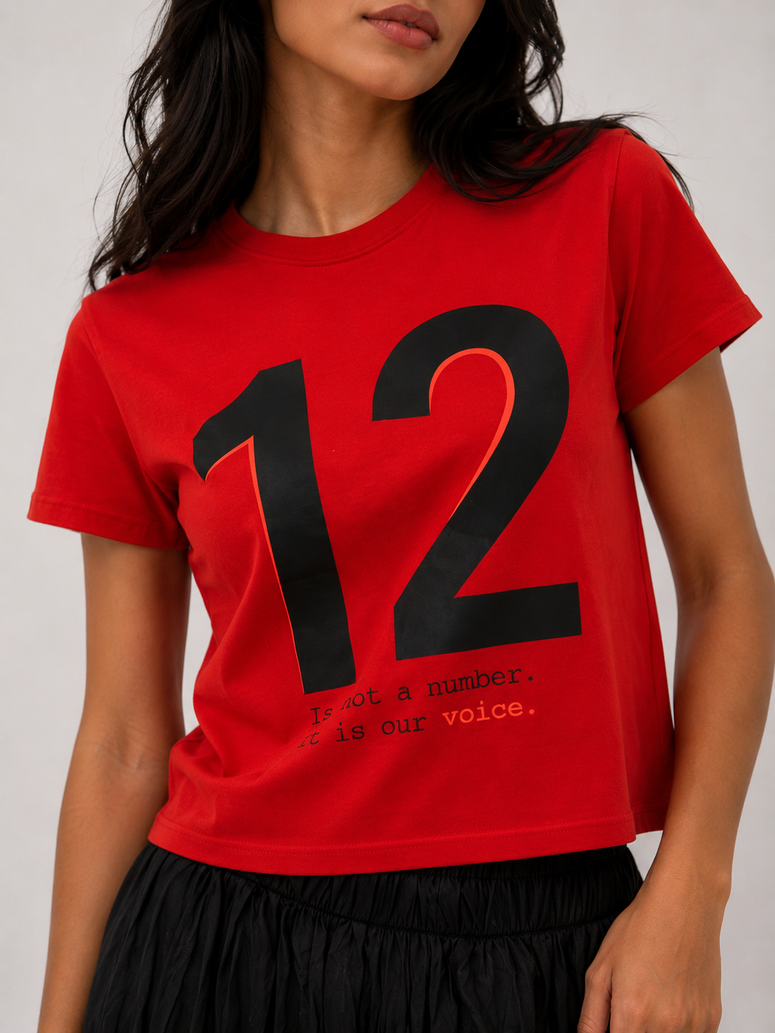 T-shirt printed " 12 Is not a number. It is our Voice."
