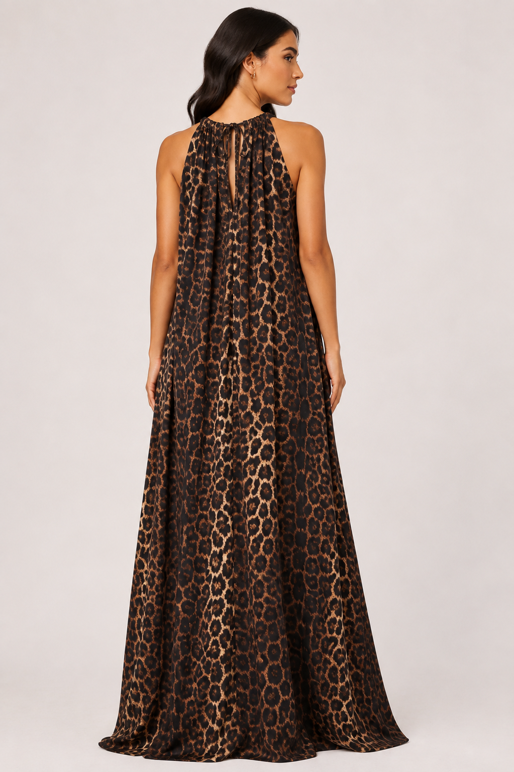 Flowy gold halter dress