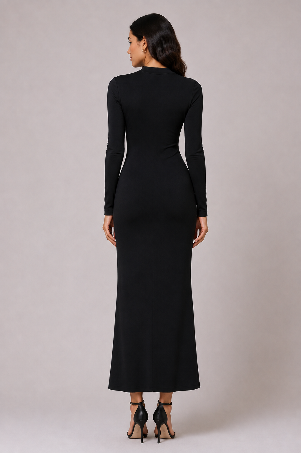 Long dress with high-neck sleeves