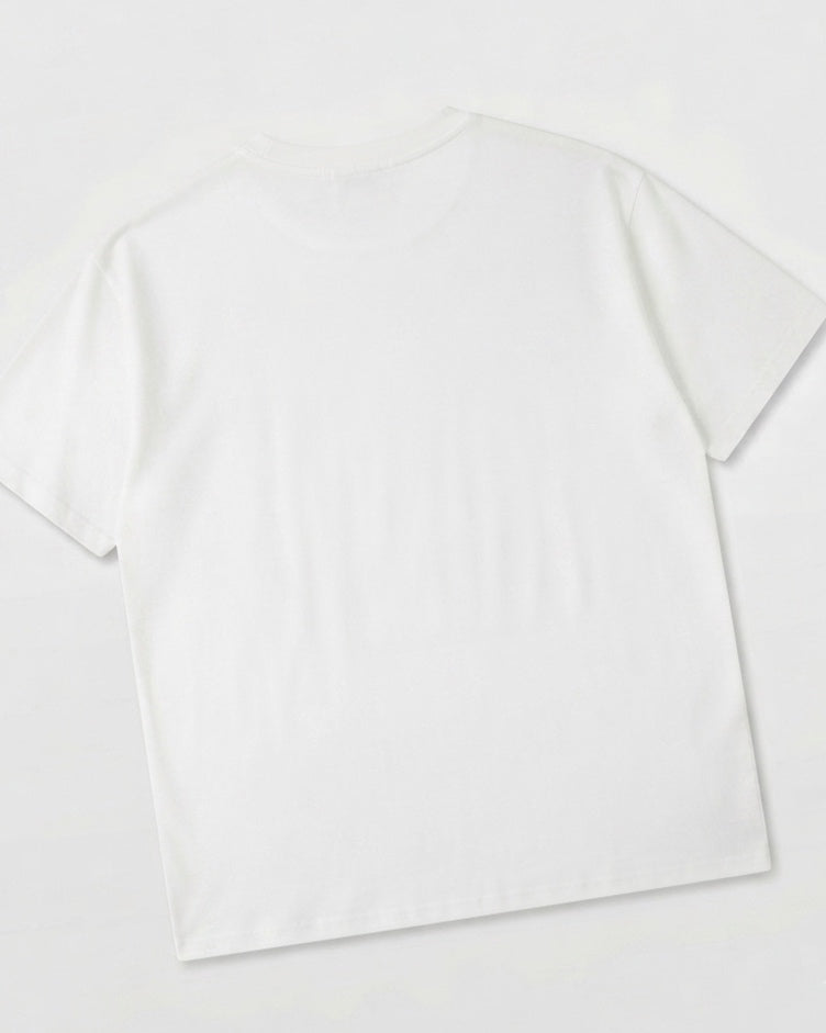 White oversized T-shirt with hearts