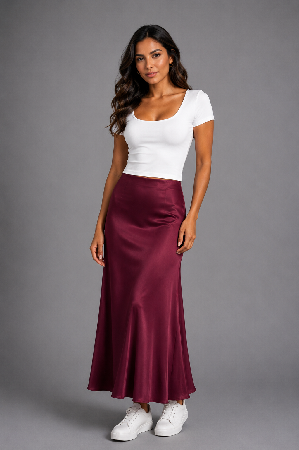 Long satin skirt