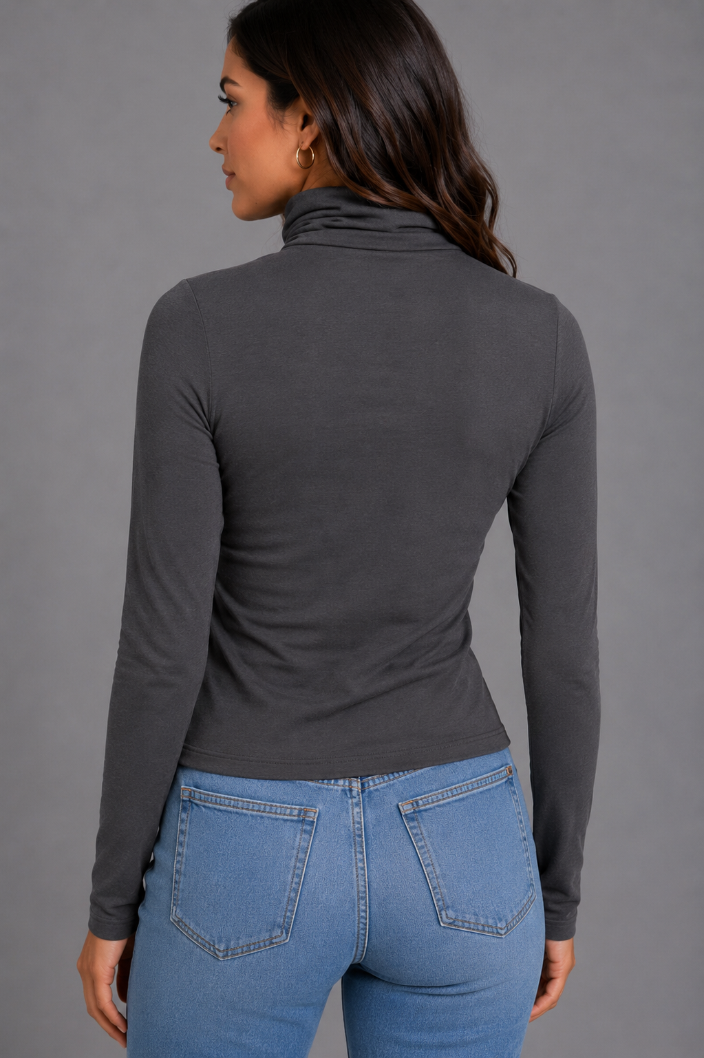 High-neck long-sleeve top