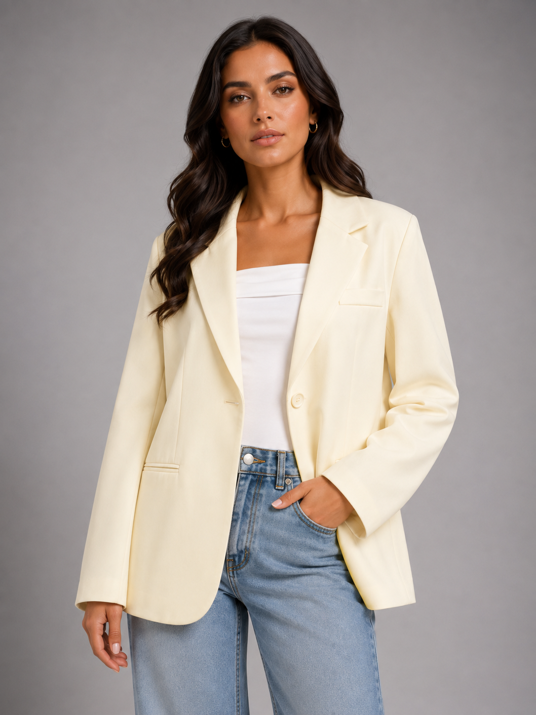 Oversized blazer with button
