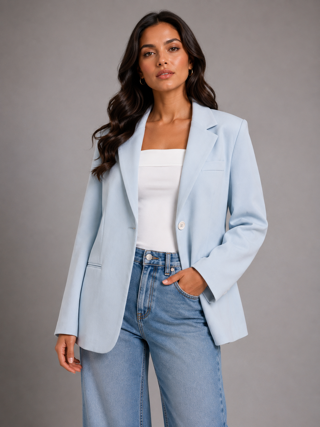 Oversized blazer with button