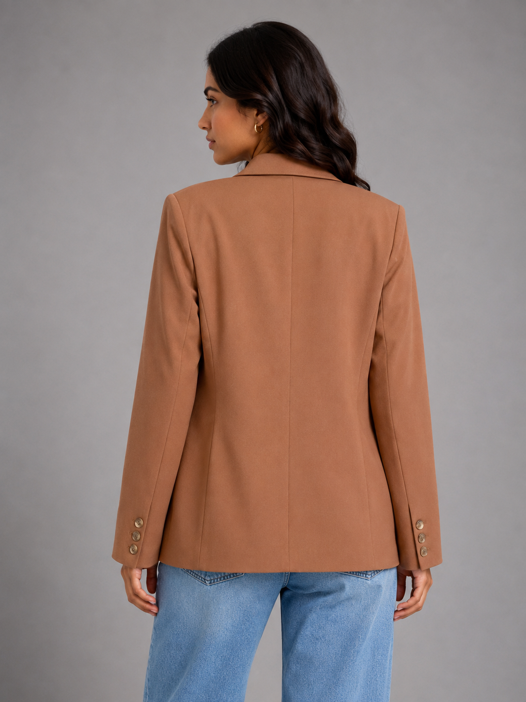 Brown oversized two-button blazer