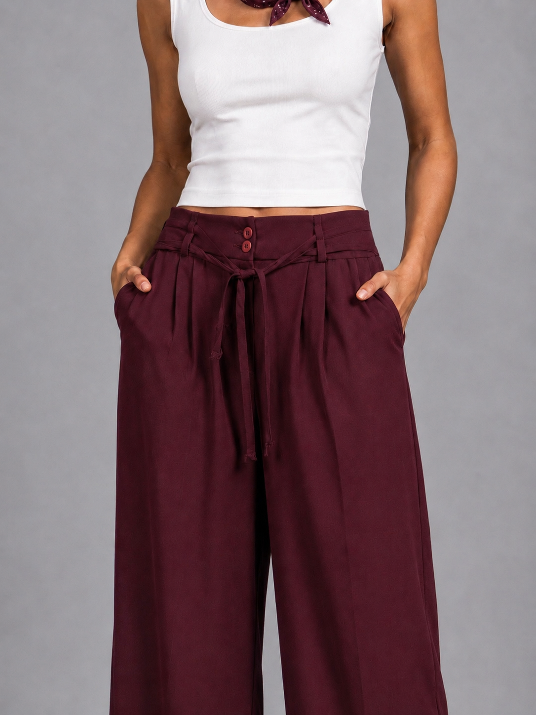 Wide-leg trousers with a tie waist