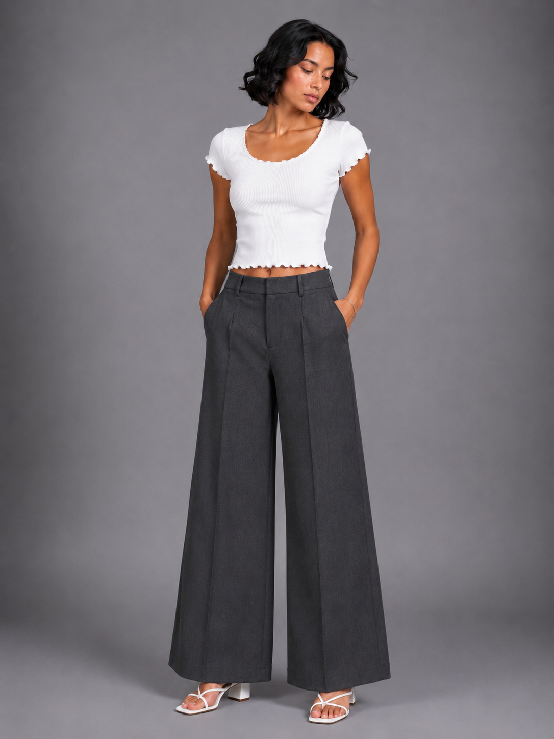 Charcoal Straight-Cut Trousers