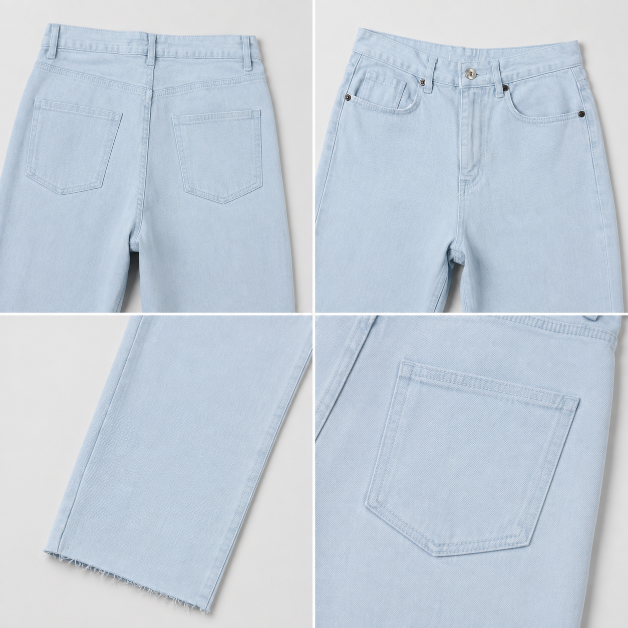 Blue tapered jeans with cropped hems