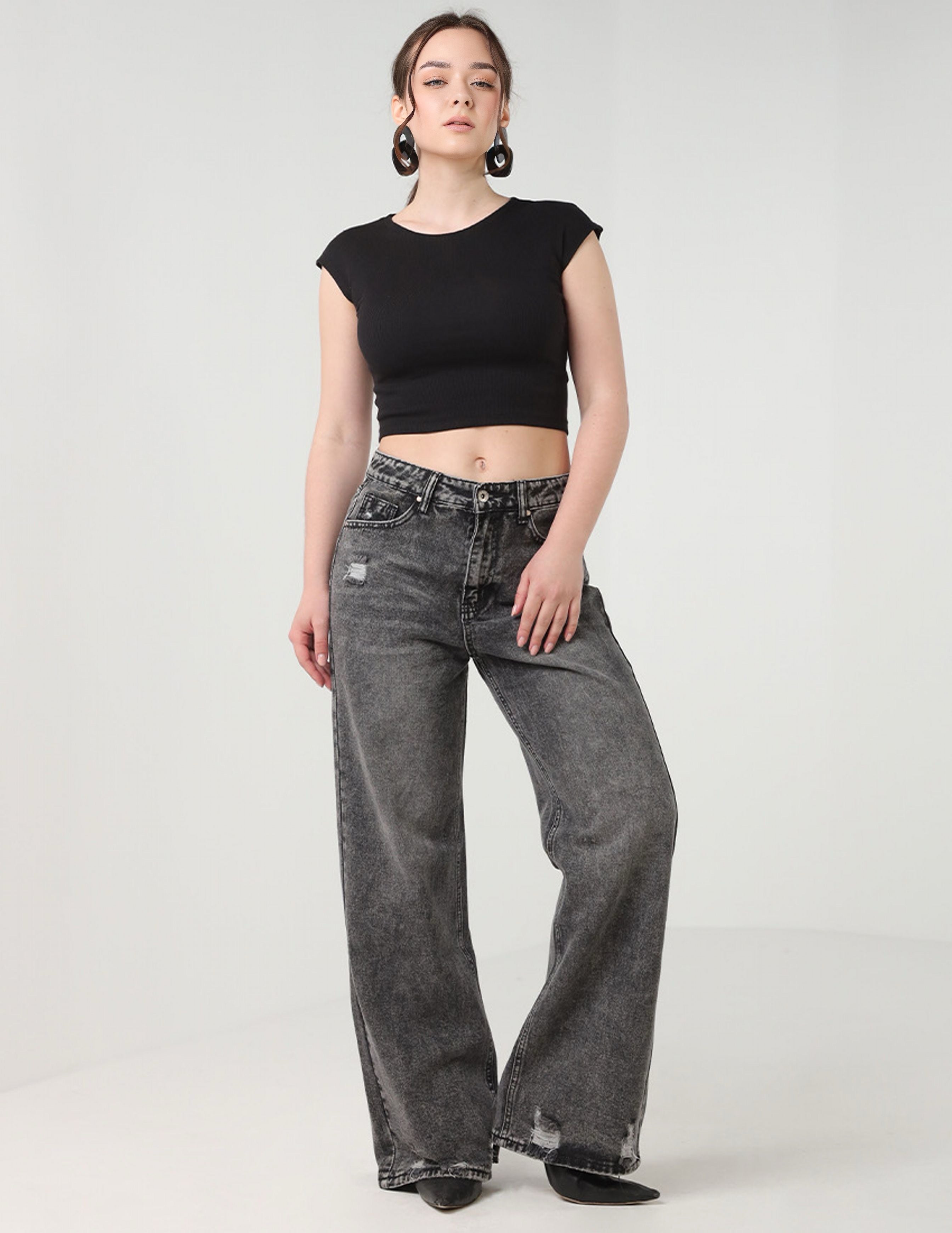 Dark Grey Straight Legged Jeans