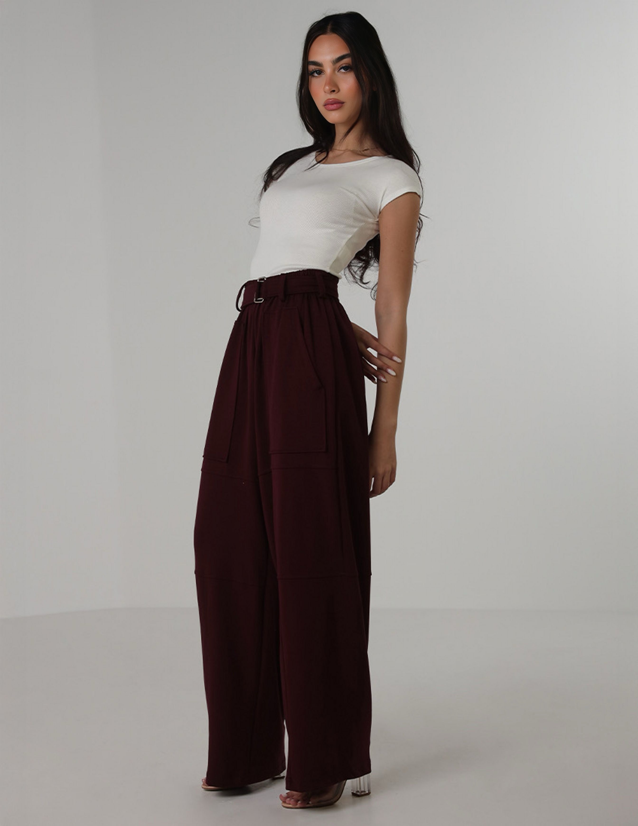 High-Waist Sweatpants with Belt