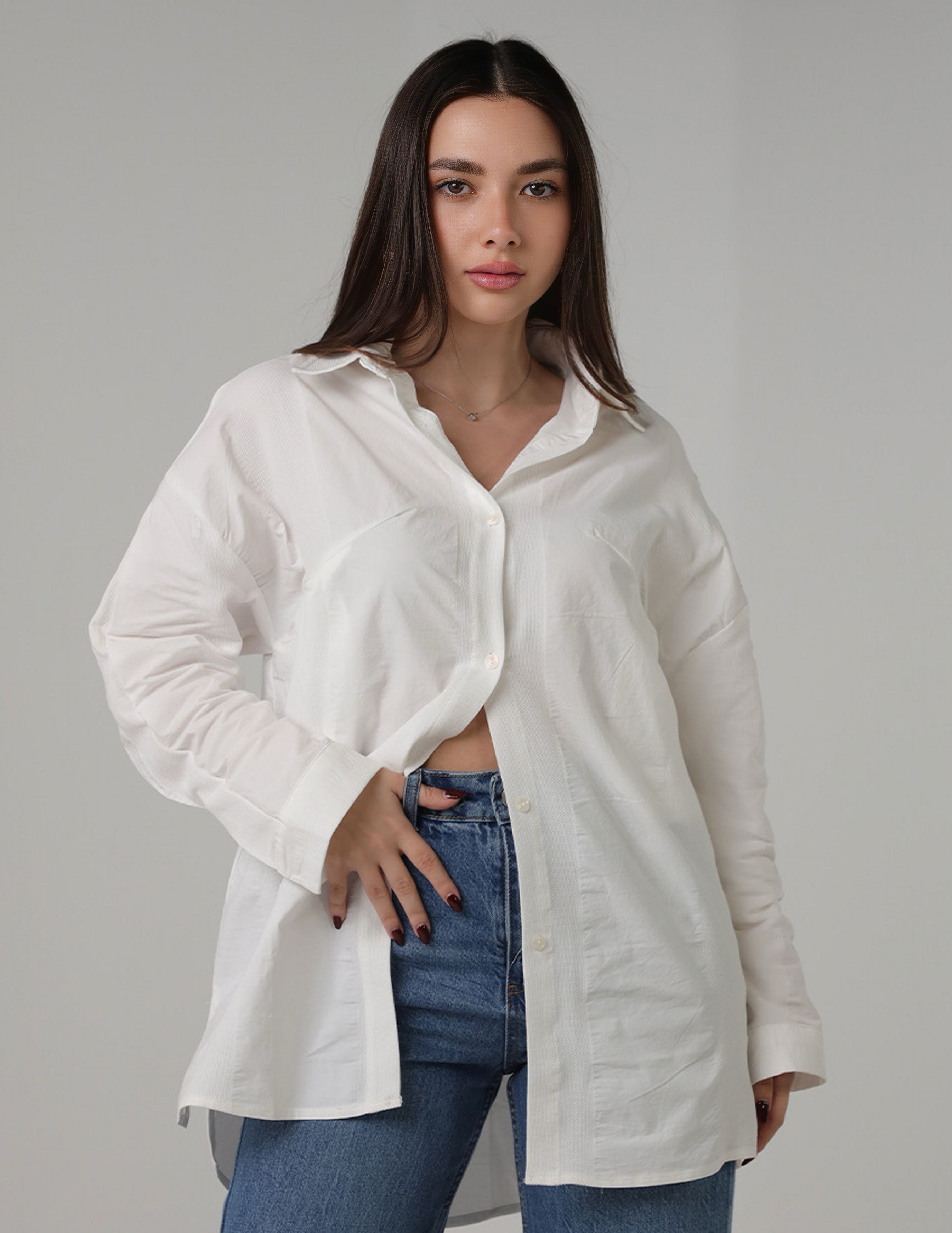 Oversized Cotton Button-Up Shirt