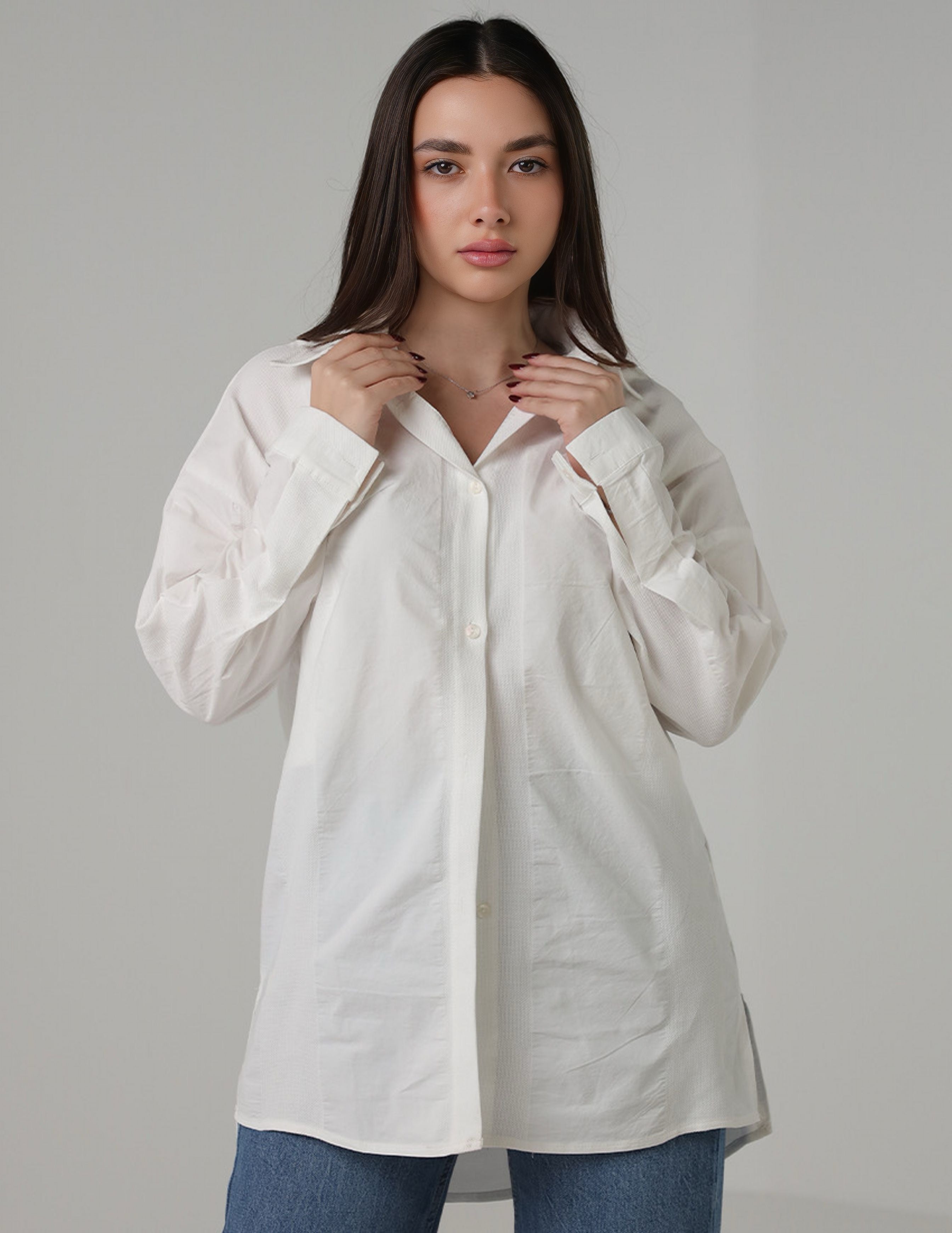 Oversized Cotton Button-Up Shirt