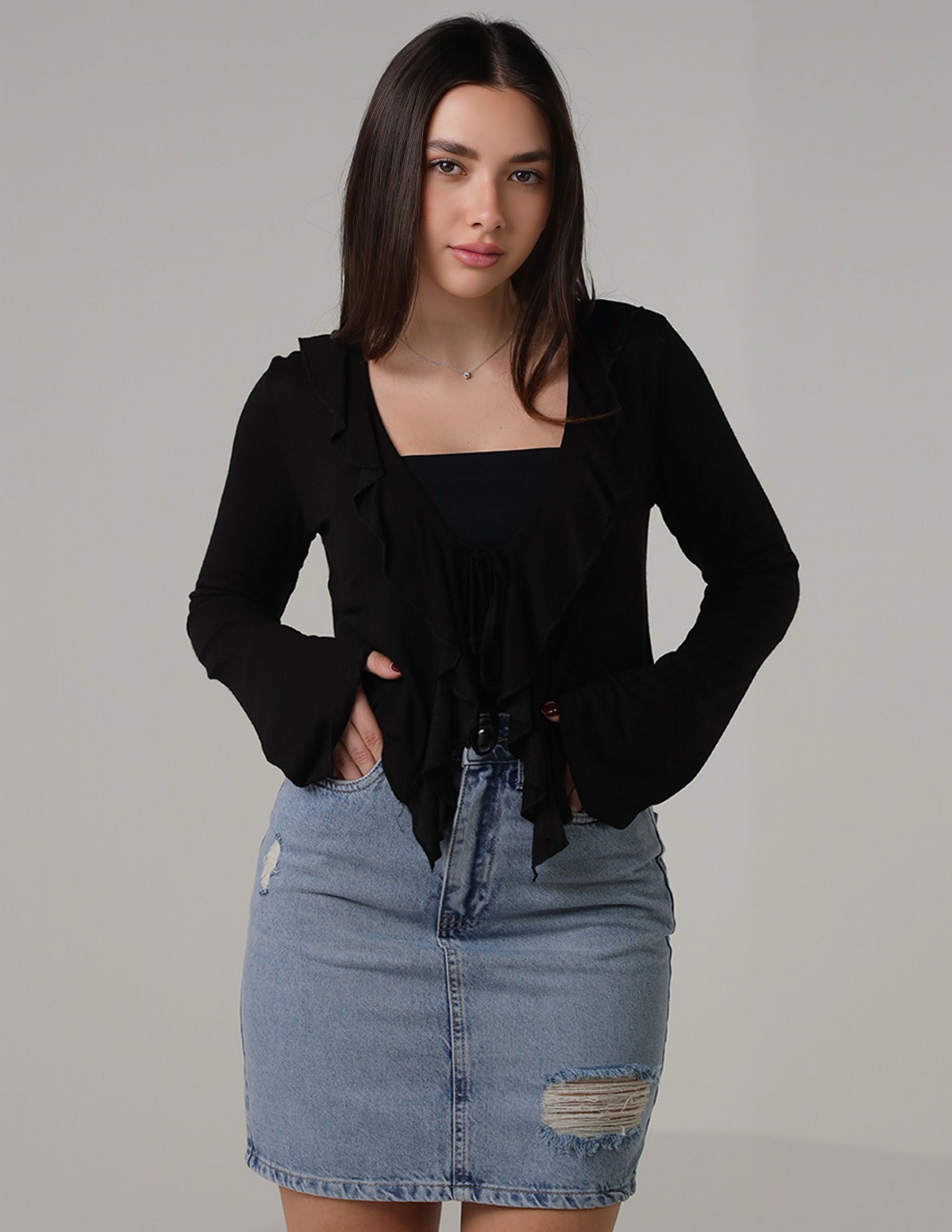 Denim short skirt
