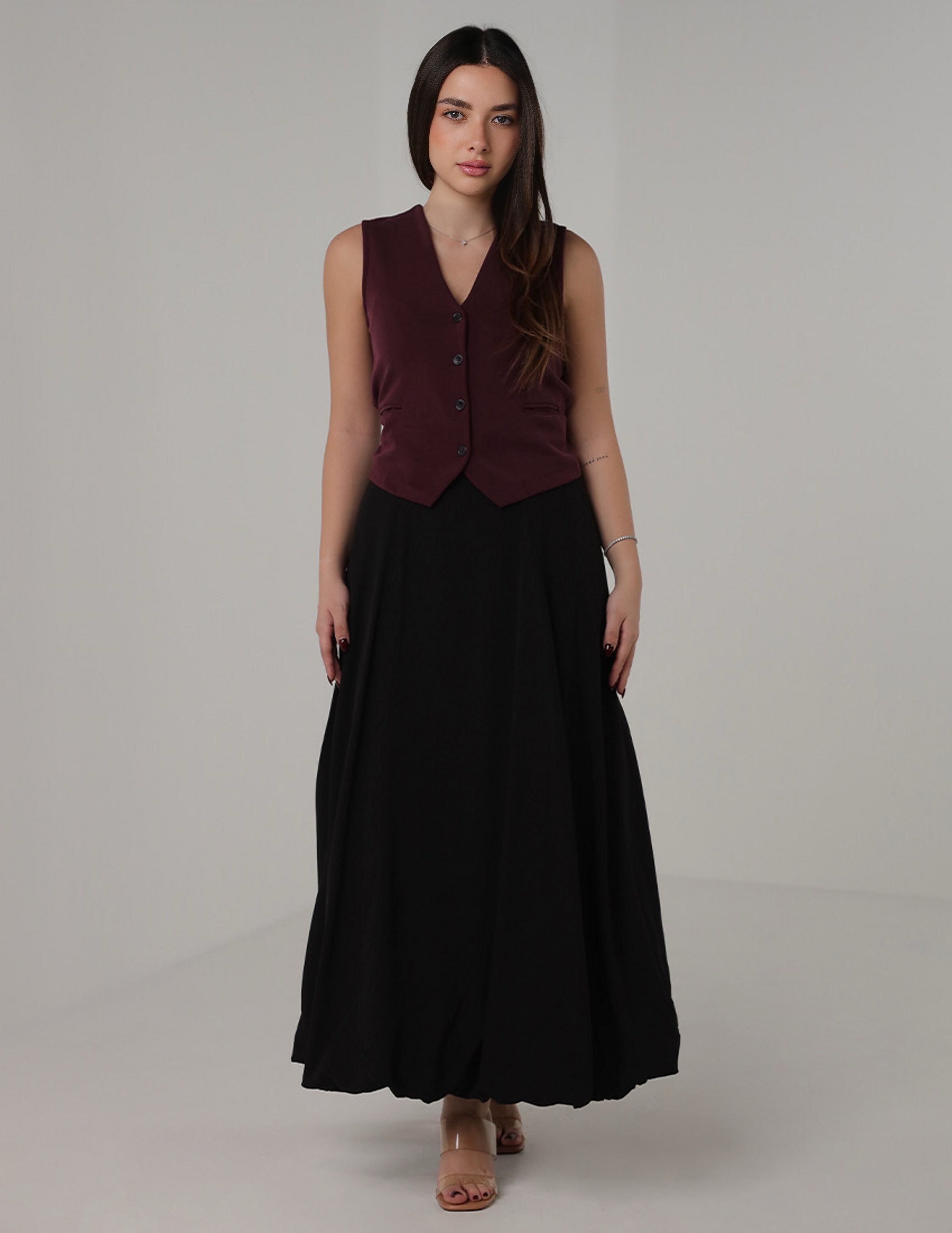 Balloon Hem Maxi Skirt