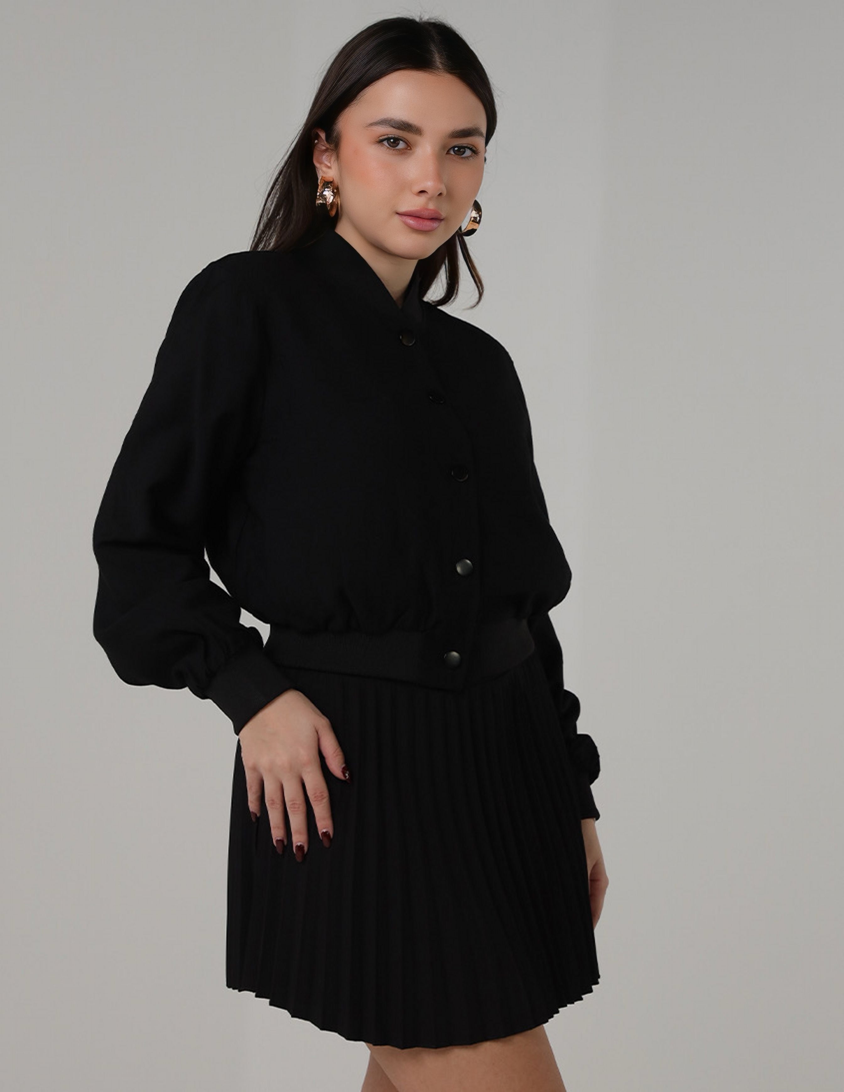 Pleated Mini Skirt - Black