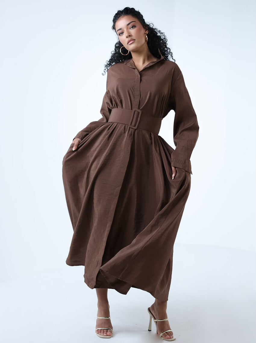 Flowy Dress With Wide Belt