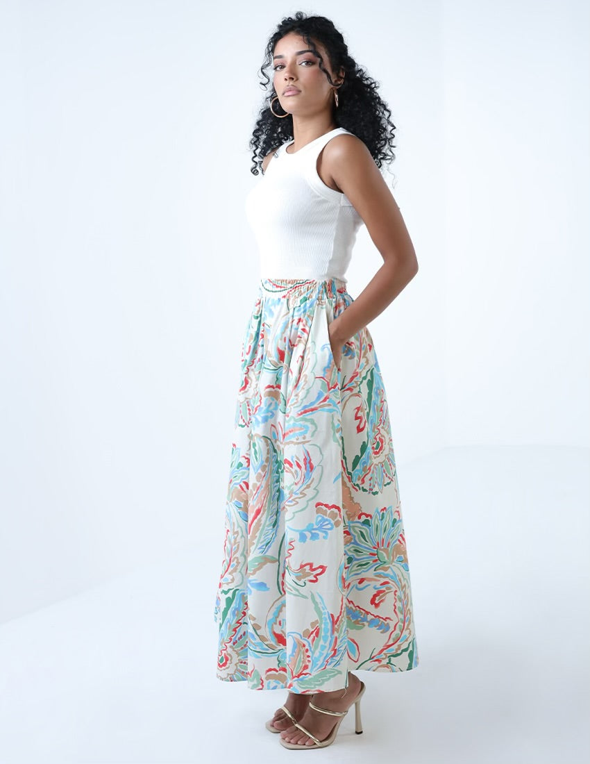 Abstract Print Maxi Skirt