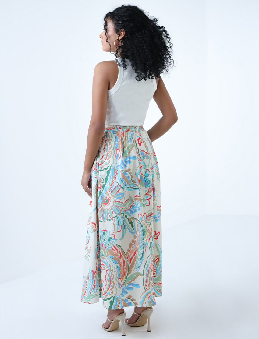 Abstract Print Maxi Skirt