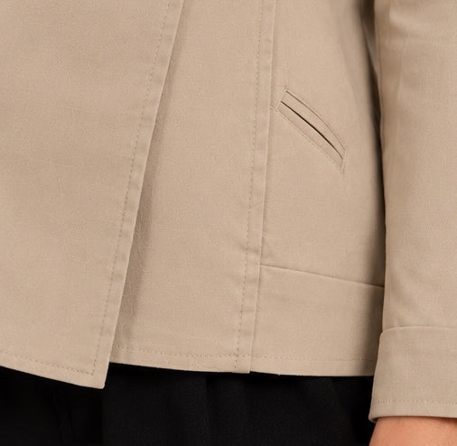 Midi jacket with a buttoned stand collar